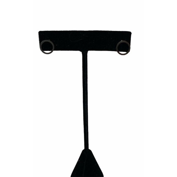 Simple Hollow Circle CZ Paving Stud Earrings For Women In Silver Alloy - Picture 5 of 6